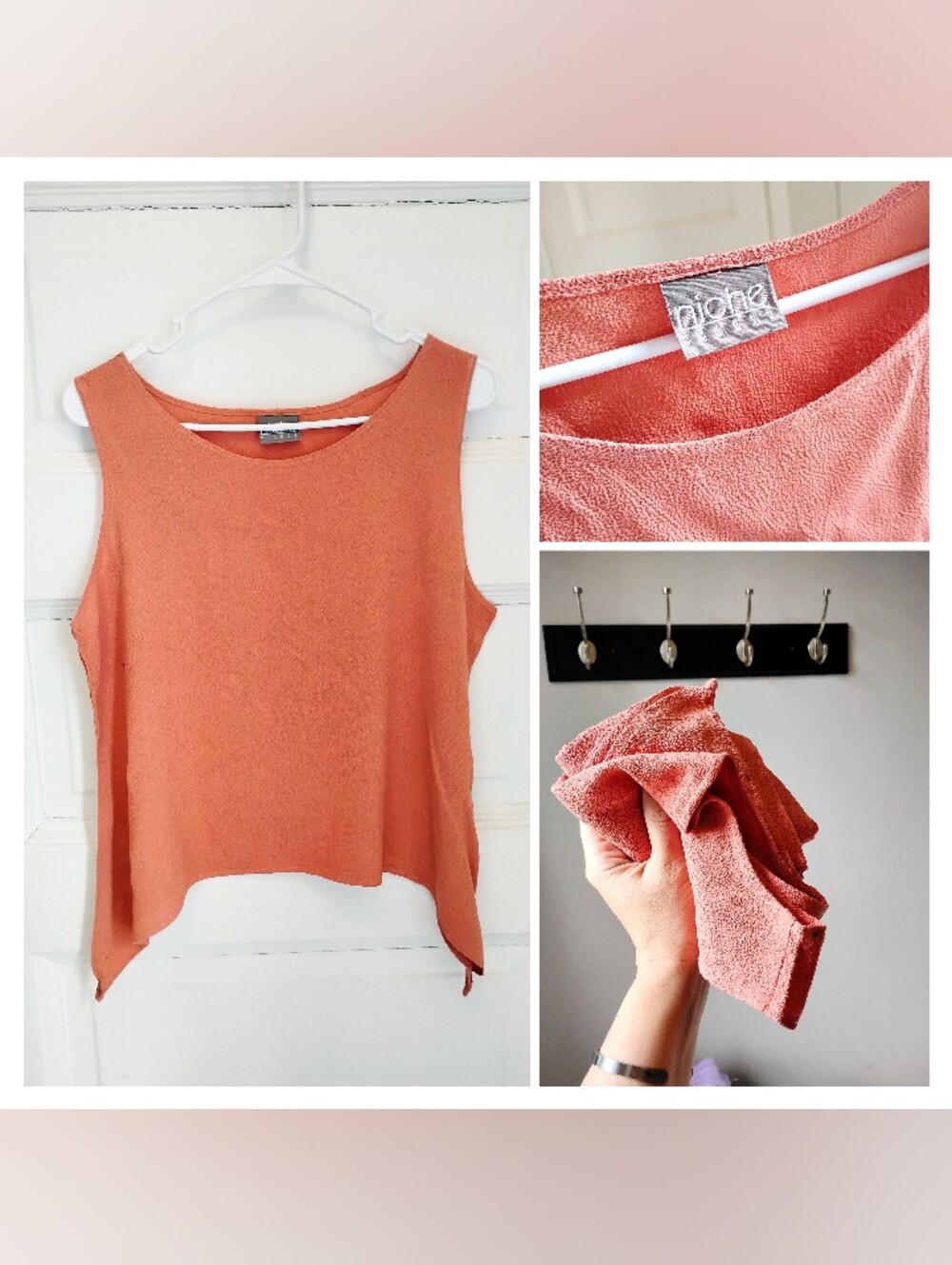 NWT Simply Sherbet Salmon Pebbled Angle Top